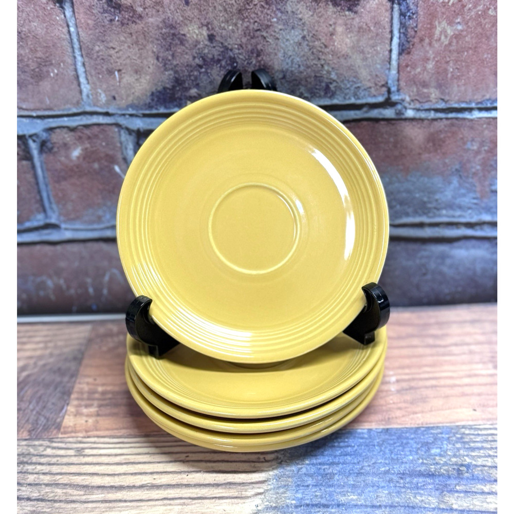 5 Vintage Fiestaware Dessert Plates Homer Laughlin Yellow Early Stamp 6"